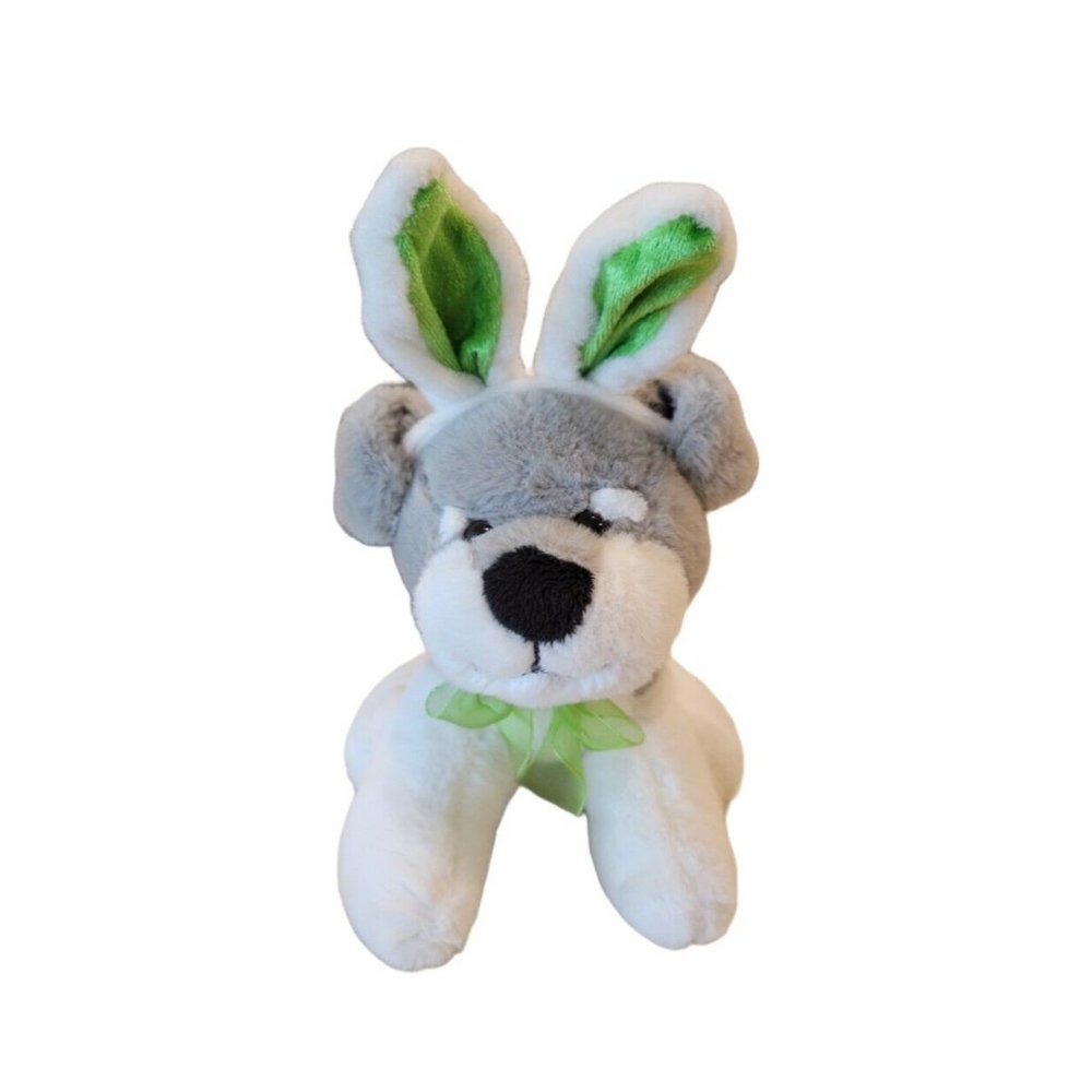 Dog Terrier Bunny Ears Dan Dee Plush 2017 Grey White Green Rabbit Easter Puppy